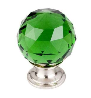 Top Knobs TK120BSN Crystal 1 3/8" Brass Round Shaped Green Crystal Cabinet Knob in Brushed Satin Nickel Base