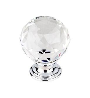 Top Knobs TK126PC Crystal 1 3/8" Brass Round Shaped Clear Crystal Cabinet Knob in Polished Chrome