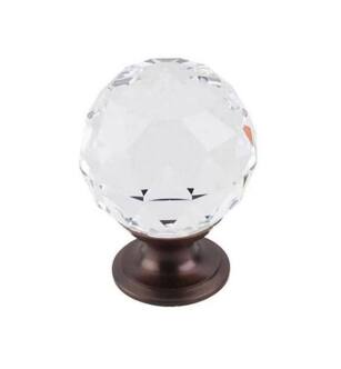 Top Knobs TK126ORB Crystal 1 3/8" Brass Round Shaped Clear Crystal Cabinet Knob in Oil Rubbed Bronze Base
