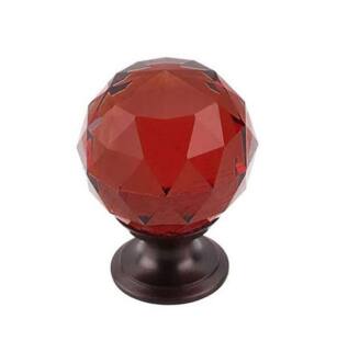 Top Knobs TK122ORB Crystal 1 3/8" Brass Round Shaped Wine Crystal Cabinet Knob in Oil Rubbed Bronze Base