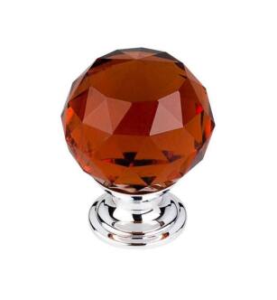 Top Knobs TK122PC Crystal 1 3/8" Brass Round Shaped Wine Crystal Cabinet Knob in Polished Chrome Base