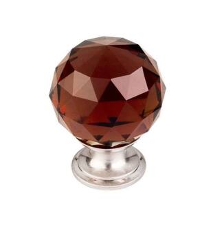 Top Knobs TK122BSN Crystal 1 3/8" Brass Round Shaped Wine Crystal Cabinet Knob in Brushed Satin Nickel Base