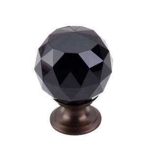 Top Knobs TK116ORB Crystal 1 3/8" Brass Round Shaped Black Crystal Cabinet Knob in Oil Rubbed Bronze Base