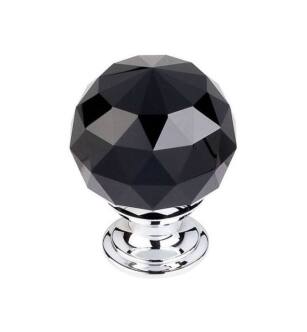 Top Knobs TK116PC Crystal 1 3/8" Brass Round Shaped Black Crystal Cabinet Knob in Polished Chrome Base