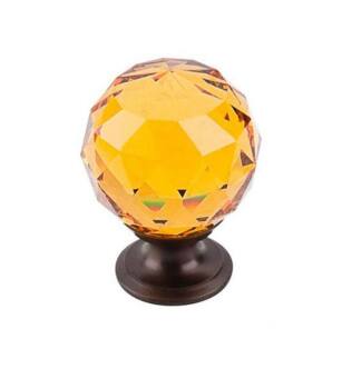 Top Knobs TK112ORB Crystal 1 3/8" Brass Round Shaped Amber Crystal Cabinet Knob in Oil Rubbed Bronze Base