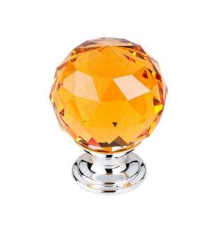 Top Knobs TK112PC Crystal 1 3/8" Brass Round Shaped Amber Crystal Cabinet Knob in Polished Chrome Base