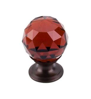 Top Knobs TK121ORB Crystal 1 1/8" Brass Round Shaped Wine Crystal Cabinet Knob in Oil Rubbed Bronze Base