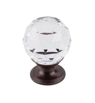 Top Knobs TK125ORB Crystal 1 1/8" Brass Round Shaped Clear Crystal Cabinet Knob in Oil Rubbed Bronze Base