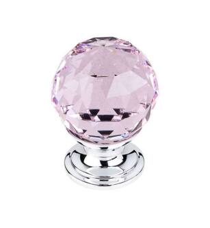 Top Knobs TK117PC Crystal 1 3/8" Brass Round Shaped Pink Crystal Cabinet Knob in Polished Chrome Base
