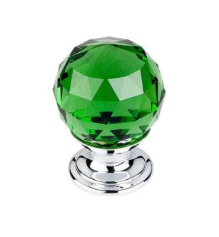 Top Knobs TK119PC Crystal 1 1/8" Brass Round Shaped Green Crystal Cabinet Knob in Polished Chrome Base