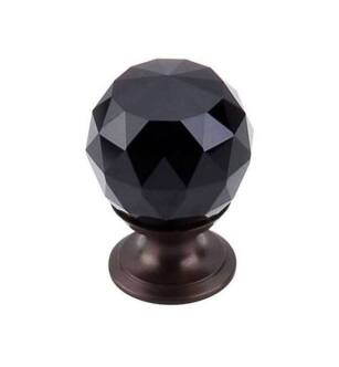Top Knobs TK115ORB Crystal 1 1/8" Brass Round Shaped Black Crystal Cabinet Knob in Oil Rubbed Bronze Base