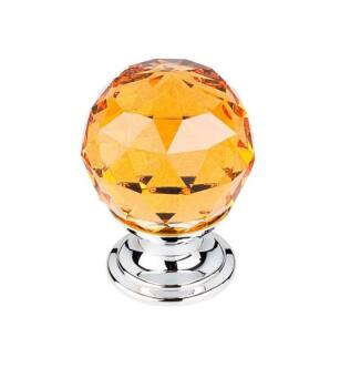Top Knobs TK111PC Crystal 1 1/8" Brass Round Shaped Amber Crystal Cabinet Knob in Polished Chrome Base