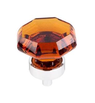 Top Knobs TK138PC Crystal 1 3/8" Brass Geometric Shaped Wine Octagon Crystal Cabinet Knob in Polished Chrome Base