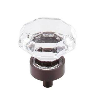 Top Knobs TK128ORB Crystal 1 3/8" Brass Geometric Shaped Wine Octagon Crystal Cabinet Knob in Oil Rubbed Bronze Base