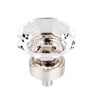 Top Knobs TK128BSN Crystal 1 3/8" Brass Geometric Shaped Wine Octagon Crystal Cabinet Knob in Brushed Satin Nickel Base