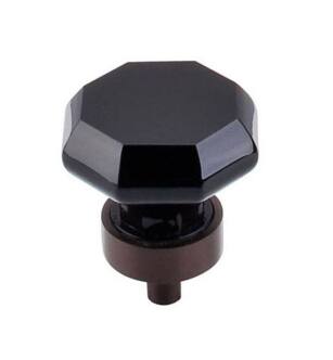 Top Knobs TK137ORB Crystal 1 3/8" Brass Geometric Shaped Wine Octagon Crystal Cabinet Knob in Oil Rubbed Bronze Base