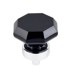Top Knobs TK137PC Crystal 1 3/8" Brass Geometric Shaped Wine Octagon Crystal Cabinet Knob in Polished Chrome Base