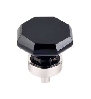 Top Knobs TK137BSN Crystal 1 3/8" Brass Geometric Shaped Wine Octagon Crystal Cabinet Knob in Brushed Satin Nickel Base