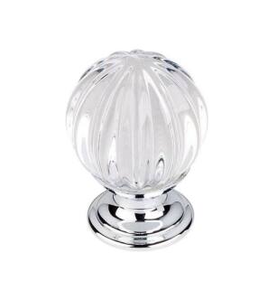 Top Knobs TK127PC Crystal 1 1/8" Brass Round Shaped Clear Melon Crystal Cabinet Knob in Polished Chrome Base