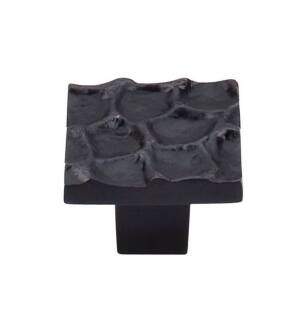 Top Knobs TK301CB Cobblestone 1 3/8" Brass Square Shaped Cabinet Knob in Coal Black