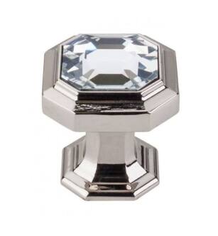 Top Knobs TK390PN Chareau 1 1/8" Zinc Alloy Geometric Shaped Crystal Emerald Cabinet Knob in Polished Nickel