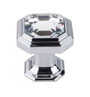 Top Knobs TK390PC Chareau 1 1/8" Zinc Alloy Geometric Shaped Crystal Emerald Cabinet Knob in Polished Chrome