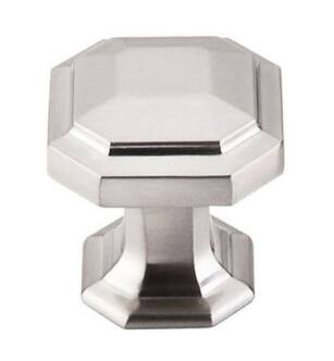 Top Knobs TK286BSN Chareau 1 1/8" Zinc Alloy Geometric Shaped Emerald Cabinet Knob in Brushed Satin Nickel