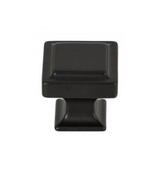 Top Knobs TK702BLK Transcend 1 1/4" Zinc Alloy Square Shaped Ascendra Cabinet Knob in Flat Black