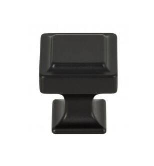 Top Knobs TK701BLK Transcend 1 1/8" Zinc Alloy Square Shaped Ascendra Cabinet Knob in Flat Black