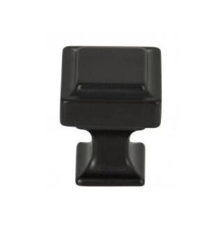 Top Knobs TK700BLK Transcend 1" Zinc Alloy Square Shaped Ascendra Cabinet Knob in Flat Black