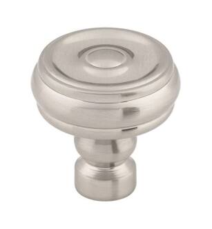 Top Knobs TK882BSN Devon 1 1/4" Zinc Alloy Designer Shaped Brixton Button Cabinet Knob in Brushed Satin Nickel