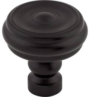 Top Knobs TK882BLK Devon 1 1/4" Zinc Alloy Designer Shaped Brixton Button Cabinet Knob in Flat Black