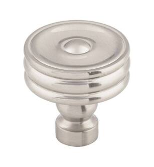 Top Knobs TK881BSN Devon 1 1/4" Zinc Alloy Designer Shaped Brixton Ridged Cabinet Knob in Brushed Satin Nickel