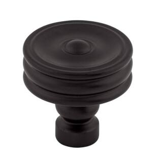 Top Knobs TK881BLK Devon 1 1/4" Zinc Alloy Designer Shaped Brixton Ridged Cabinet Knob in Flat Black
