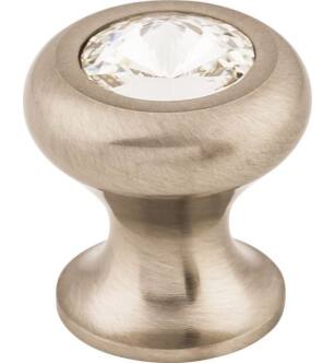 Top Knobs TK845BSN Serene 1" Brass Mushroom Shaped Hayley Crystal Cabinet Knob in Brushed Satin Nickel
