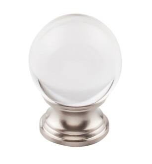Top Knobs TK841BSN Serene 1 1/4" Zinc Alloy Round Shaped Clarity Clear Glass Cabinet Knob with Backplate in Brushed Satin Nickel