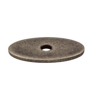 Top Knobs TK58PTA Sanctuary 1 1/4" Steel Small Oval Cabinet Knob Backplate in Pewter Antique