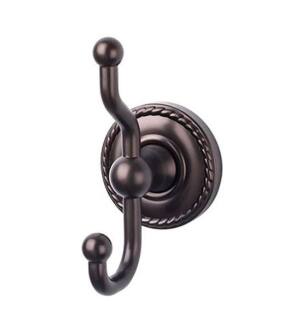 Top Knobs ED2ORBF Edwardian Bath 5" Wall Mount Rope Backplate Double Robe Hook in Oil Rubbed Bronze