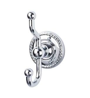 Top Knobs ED2PCF Edwardian Bath 5" Wall Mount Rope Backplate Double Robe Hook in Polished Chrome