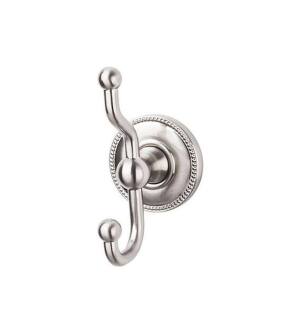 Top Knobs ED2BSNA Edwardian Bath 5" Wall Mount Beaded Backplate Double Robe Hook in Brushed Satin Nickel