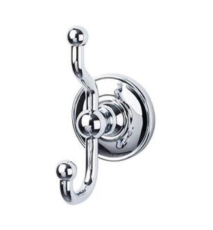 Top Knobs ED2PCD Edwardian Bath 5" Wall Mount Plain Backplate Double Robe Hook in Polished Chrome