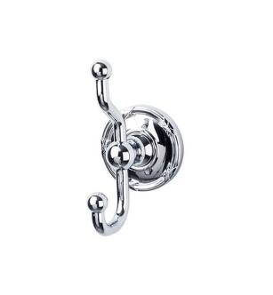 Top Knobs ED2PCE Edwardian Bath 5" Wall Mount Ribbon Backplate Double Robe Hook in Polished Chrome