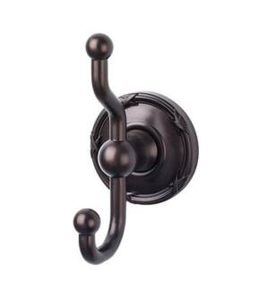 Top Knobs ED2ORBE Edwardian Bath 5" Wall Mount Ribbon Backplate Double Robe Hook in Oil Rubbed Bronze