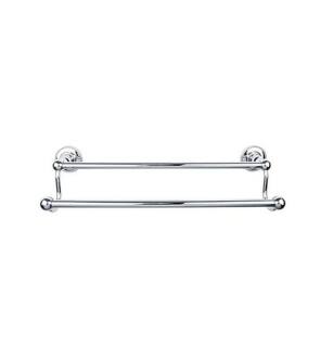 Top Knobs ED7PCA Edwardian Bath 20 1/2" Wall Mount Beaded Backplate Double Towel Bar in Polished Chrome