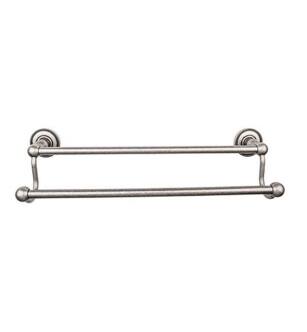 Top Knobs ED7APA Edwardian Bath 20 1/2" Wall Mount Beaded Backplate Double Towel Bar in Antique Pewter