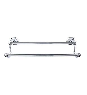 Top Knobs ED7PCB Edwardian Bath 20 1/2" Wall Mount Hex Backplate Double Towel Bar in Polished Chrome