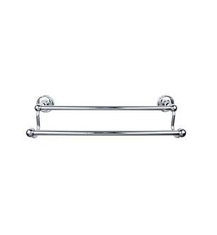 Top Knobs ED7PCE Edwardian Bath 20 1/2" Wall Mount Ribbon Backplate Double Towel Bar in Polished Chrome