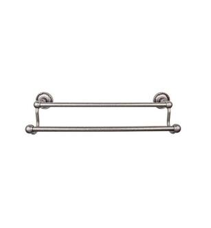 Top Knobs ED7APE Edwardian Bath 20 1/2" Wall Mount Ribbon Backplate Double Towel Bar in Antique Pewter