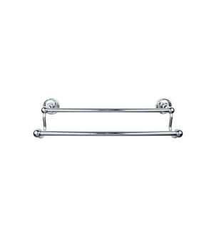 Top Knobs ED9PCE Edwardian Bath 26 1/2" Wall Mount Ribbon Backplate Double Towel Bar in Polished Chrome