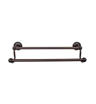 Top Knobs ED9ORBE Edwardian Bath 26 1/2" Wall Mount Ribbon Backplate Double Towel Bar in Oil Rubbed Bronze
